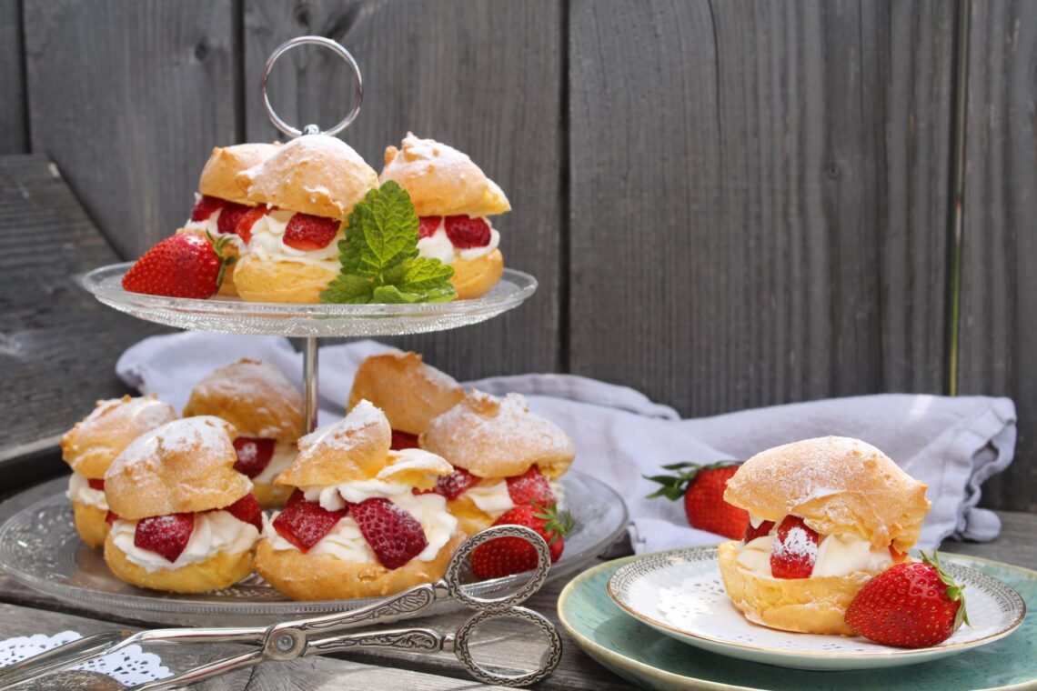 Windbeutel mit Erdbeeren glutenfrei